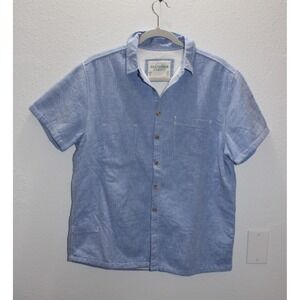 California Cowboy Short Button Up Shirt Blue Chambray Fleece Lined Men's M